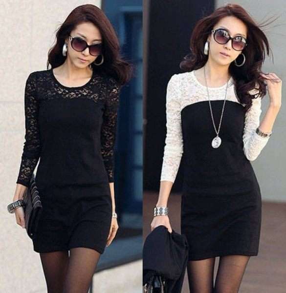 Elegant Lace Top/Dress  (Available in Plain Black, Black & White)
